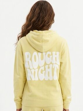 BARSTOOL SPORTS | SEND HELP / ROUGH NIGHT Pale Yellow Hoodie Unisex Size Small